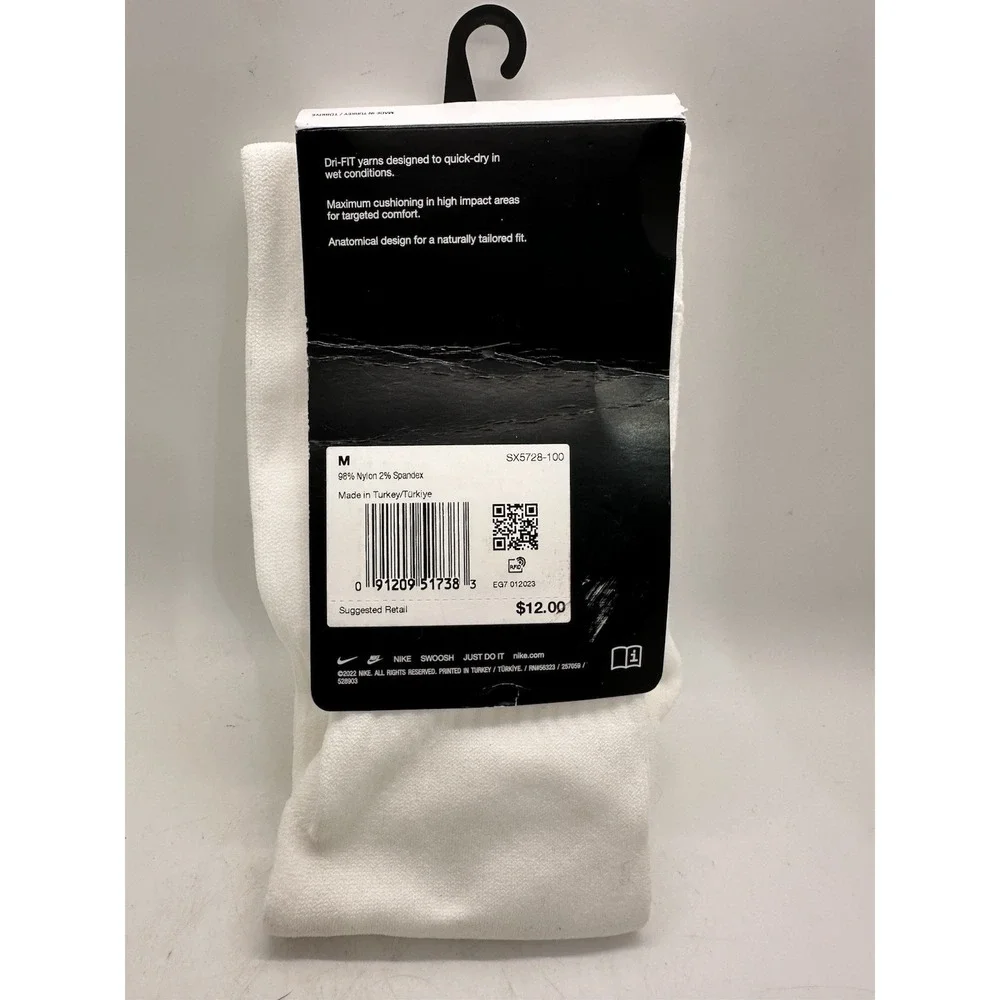 Nike Classic Soccer Knee High Dri-FIT Socks White Youth 5Y-7Y Womens 6-10